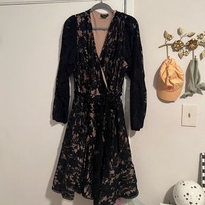 Lovely Black & Nude Lace Dress